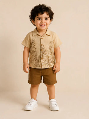 BloomUp Honey Bronze Baby Co-ord Top & Pant Set for Infants (0–24M)