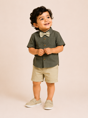 Dark Olive Baby Co-ord Top & Pant Set for Infants (0–24M) BloomUp