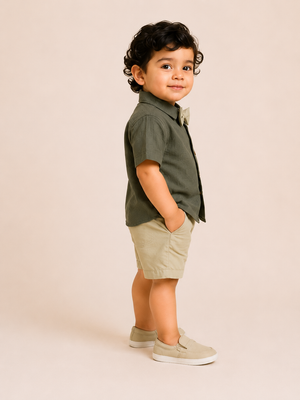 Dark Olive Baby Co-ord Top & Pant Set for Infants (0–24M) BloomUp