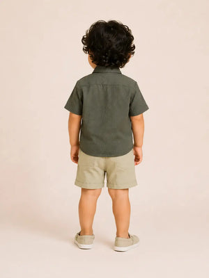 BloomUp Dark Olive Baby Co-ord Top & Pant Set for Infants
