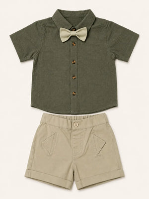 BloomUp Dark Olive Baby Co-ord Top & Pant Set for Infants (0–24M)