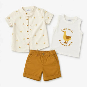 Boys Khaki Cargo Style Shorts Soft Cotton Clothing Set BloomUp