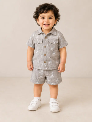 BloomUp Sand Beige Baby Co-ord Top & Pant Set for Infants (0–24M)