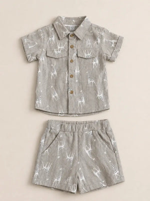 BloomUp Sand Beige Baby Co-ord Top & Pant Set for Infants