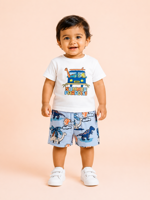 Sky Blue Casual Summer Boys Soft Cotton Clothing Set BloomUp