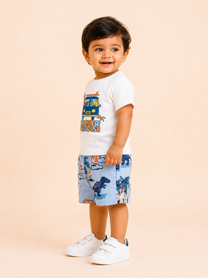 Sky Blue Casual Summer Boys Soft Cotton Clothing Set BloomUp