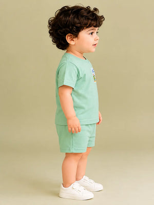 BloomUp Subtle Green Baby Co-ord Top & Pant Set for Infants (0–24M)