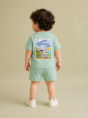BloomUp Subtle Green Baby Co-ord Top & Pant Set for Infants