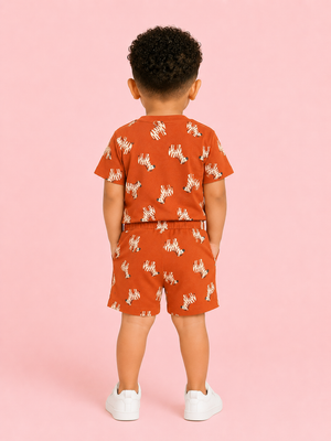 Boys Orange Soft Cotton Sets Casual Fashion Kids Wear BloomUp