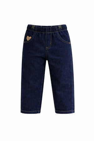 Kids Blue Denim Jogger Pants with Elastic Waist BloomUp