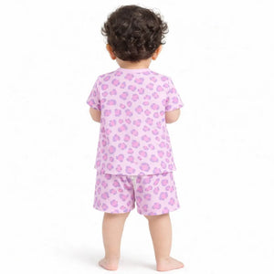 Beige Leopard Print Kids Co-ord Set – Cotton T-Shirt & Shorts Trendy Summer Outfit for Boys BloomUp