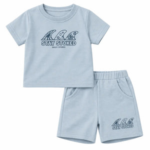 Blue Graphic T-Shirt & Shorts Kids Co-ord Set – Soft Cotton Summer Wear for Boys BloomUp