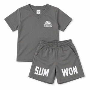 BloomUp Grey Sports T-Shirt & Shorts Set for Boys – Soft Cotton Activewear Outfit