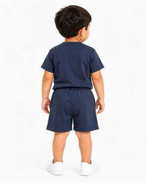 Boys Navy Shirt And Shorts Soft Cotton Clothing Set BloomUp