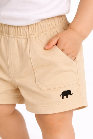 Kids Off-White Elastic Waist Shorts with Front Pockets BloomUp