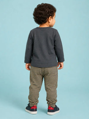 BloomUp Charcoal Animal Print Full Sleeve Co-ord Set for Babies