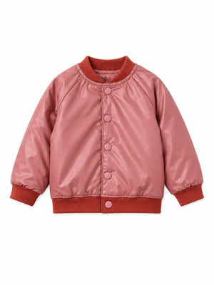 BloomUp Tan Brown Satin Bomber Jacket for boys– Lightweight Padded Kids Winter Outerwear