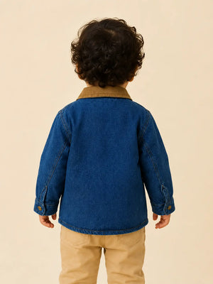 BloomUp Blue Denim Button-Down Jacket for Baby Boys – Classic Collared Casual Kids Outerwear
