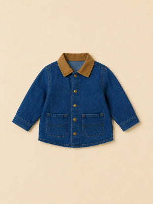 BloomUp Blue Denim Button-Down Jacket for Baby Boys – Classic Collared Casual Kids Outerwear