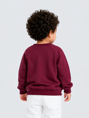 BloomUp Maroon Elephant Appliqué Sweatshirt for Kids – Soft Cotton Fleece Winter Pullover