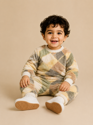 Patchwork Print Sweatshirt & Joggers Set for Toddlers – Cozy & Stylish Boys/Girls Outfit BloomUp