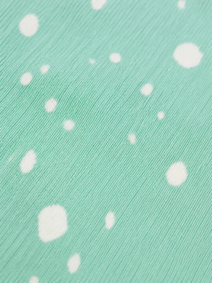 BloomUp Mint Green White Splatter Print Ribbed Ruffle Top & Leggings Set for Girls – Soft Cotton Blend Baby Co-ord Outfit