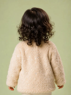 BloomUp Cream Soft Teddy Fleece Butterfly Sweatshirt for Girls – Cozy Winter Pullover for Kids