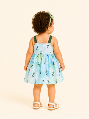 Girls White Sleeveless Printed Line Soft Cotton Clothing Set BloomUp