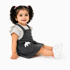 Baby Girls Grey Pinafore Dress with Pocket Detail & Inner Tee Set BloomUp