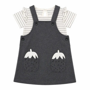 Baby Girls Grey Pinafore Dress with Pocket Detail & Inner Tee Set BloomUp
