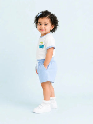 BloomUp Cherry Embroidered T-Shirt & Shorts Set for Boys – Soft Cotton Summer Co-ord Set