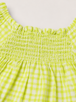 Yellow Gingham Smocked Kids Dress – Soft Cotton Summer Wear for Girls BloomUp