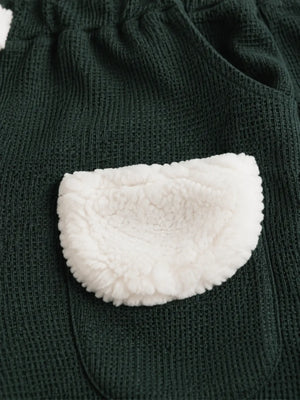 BloomUp Dark Green infant Joggers with Fluffy White Pockets – Cozy & Playful Boys Pants