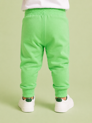 Bright Green Toddler Joggers with Cat Embroidery – Fun & Comfortable Boys Pants BloomUp