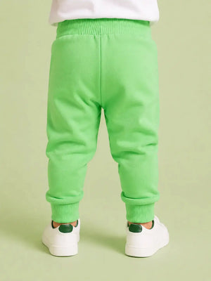 BloomUp Bright Green infants Joggers with Cat Embroidery – Fun & Comfortable Boys Pants