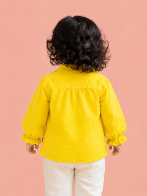 Yellow Button-Up Cotton Shirt for Toddler Girls – Soft & Comfortable Daily Wear BloomUp