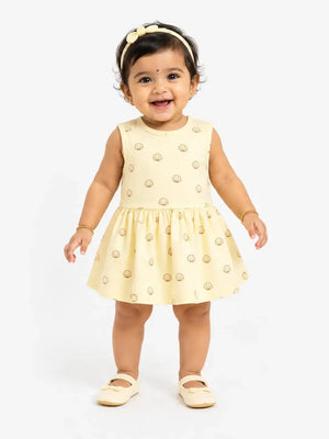 BloomUp Butter Yellow Sleeveless Dress & Bloomer Set for Girls – Soft Cotton Casual Summer Outfit