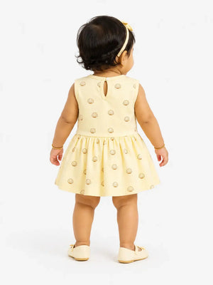 BloomUp Butter Yellow Sleeveless Dress & Bloomer Set for Girls – Soft Cotton Casual Summer Outfit