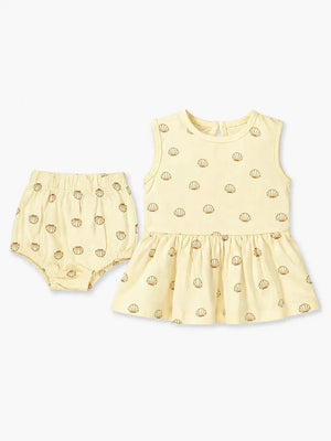 BloomUp Butter Yellow Sleeveless Dress & Bloomer Set for Girls – Soft Cotton Casual Summer Outfit