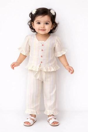 BloomUp White Baby Co-ord Top & Pant Set for Infants