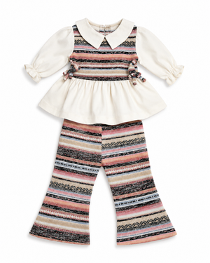 Stylish Girls White Peplum Top And Soft Cotton Clothing Set BloomUp