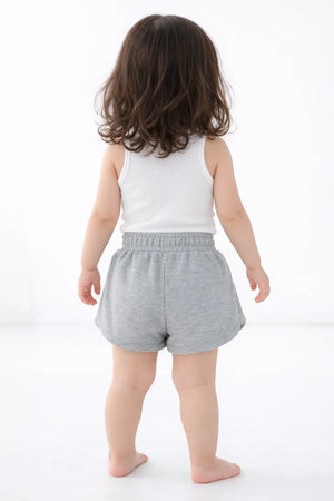 Kids Grey Printed Drawstring Casual Shorts BloomUp