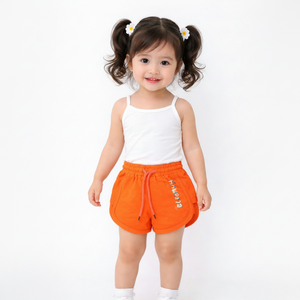 Kids Orange Printed Drawstring Casual Shorts BloomUp