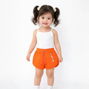 BloomUp Kids Orange Printed Drawstring Casual Shorts
