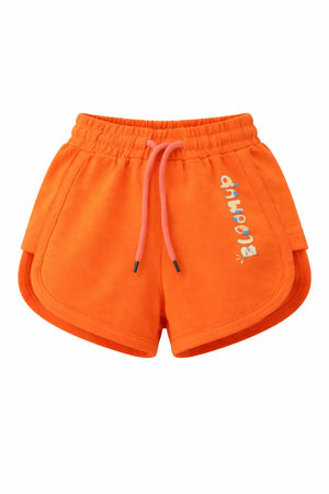 Kids Orange Printed Drawstring Casual Shorts BloomUp