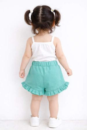 Girls Mint Green Bow Detail Ruffle Shorts BloomUp