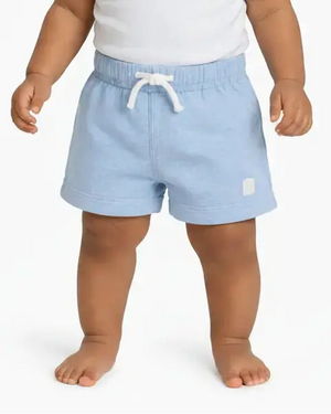 BloomUp Kids Sky Blue Cotton Shorts with Drawstring Waist