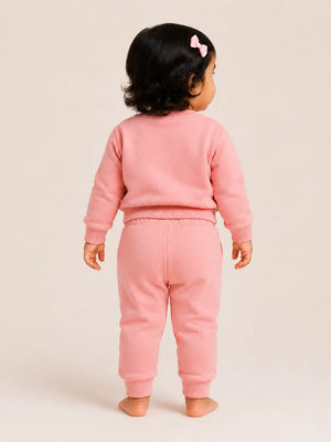 BloomUp Coral Orange Bunny Graphic Sweatshirt for Kids – Soft Cotton Winter Wear Cozy Pullover