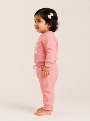 BloomUp Coral Orange Bunny Graphic Sweatshirt for Kids – Soft Cotton Winter Wear Cozy Pullover