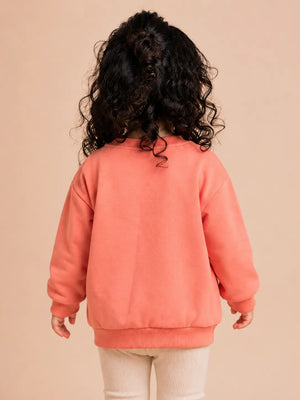 BloomUp Coral Bunny Graphic Sweatshirt for Kids – Soft Cotton Fleece Pullover Top Warm Casual Wear